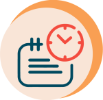 Icon featuring a calendar and clock